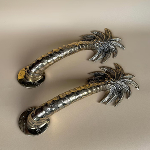 Juego de 2 tiradores de latón con diseño de palmera, estilo vintage tropical, herrajes decorativos para puerta principal y tiradores de gabinete - Product Image 2