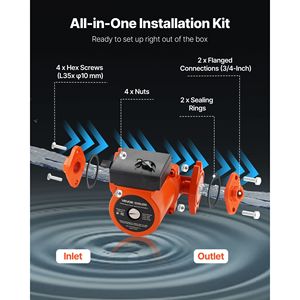Pompa di Ricircolo in Ghisa F-009-BF5-J, 17 GPM, AC 120V, 35 ft, per Acqua Calda, Connessione Flangiata da 3/4 Pollici, Componenti per Caldaie - Product Image 3