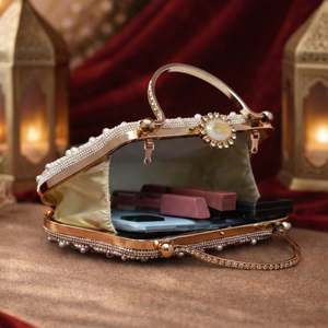 White Pearl Beaded Party <b>Clutch</b> Bag Luxury <b>Wedding</b> Evening Handbag for Women Occasions - Product Image 3