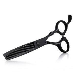 Black T-Thinning Scissors 6.75 Inch Stainless Steel Barber <b>Shears</b> Straight Blade Hair Cutting <b>Tool</b> - Product Image 2