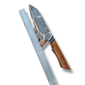 Couteau de chef en acier Damas forgé à la main avec manche en bois de rose et étui en cuir - Couteaux de cuisine CuMai personnalisés en gros OEM - Product Image 3