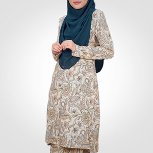 Straight Summer Baju Kurung Pahang SIPO Eid OEM Muslimah Women's Modest <b>Dress</b> with Exquisite Floral Print - Product Image 3