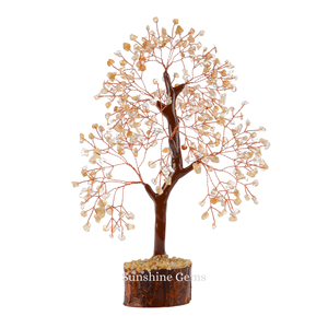 Wholesale High Quality Citrine Crystal <b>Tree</b> of Life Carved Copper Wire Gemstone Healing 7 Chakra Portable Decor - Product Image 1