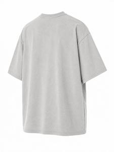เสื้อยืดคอตตอนสีเทาทรงโอเวอร์ไซส์สำหรับผู้ชาย คอกลม แขนสั้น พิมพ์โลโก้ตามสั่ง ผ้าเจอร์ซีย์สวมใส่สบาย ระบายอากาศได้ดี ดีไซน์ด้านหน้าแบบกำหนดเองได้ - Product Image 6