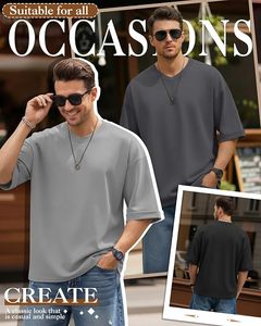 เสื้อยืดโอเวอร์ไซส์ผ้าฝ้ายแท้ 100% น้ำหนัก 220 กรัม พิมพ์ลายตามสั่งที่ไหล่ สไตล์ฮิปฮอป ไซส์ใหญ่พิเศษ ผ้าฝ้ายแท้ 100% ทรงบ็อกซี่ สำหรับผู้ชาย - Product Image 5