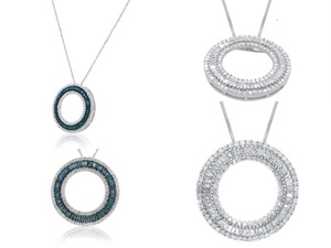 Collar con Colgante Circular de Diamantes Naturales Blancos de 0.97 Cttw para Mujer, Plata de Ley 925 con Baño de Rodio, Cadena de 18 Pulgadas, Corte Brillante - Product Image 2