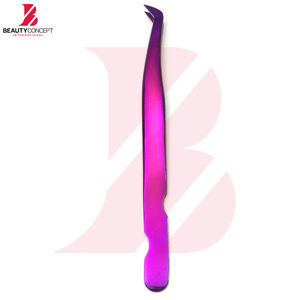 Pince à cils de qualité supérieure à angle de 90 degrés, violette, multicolore, revêtement titane, antistatique - Product Image 5
