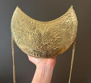 Sac de rangement sculpté à la main, pochette de soirée ethnique traditionnelle indienne en métal doré antique, gaufrée, pour femme, cadeau de fête - Product Image 5