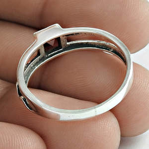 Pretty Square Red Garnet Gemstone Ring Crafted From <b>Solid</b> 925 Sterling <b>Silver</b> Designer Bohemian Jewelry Fashionable Ring - Product Image 2