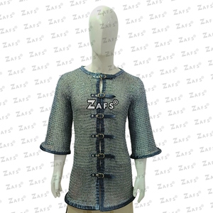 Auténtica Camisa Medieval de Media Manga con Cadena y Adornos de Cuero, Hecha a Mano en Acero Suave, Disfraz de Guerrero, Cosplay, Armadura para Recreación Histórica - Product Image 2