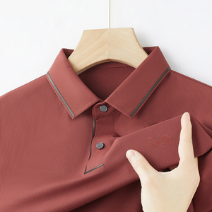 Polo Personalizado con Logotipo OEM, Nuevo Polo Casual de Verano para Hombre, Color Sólido, Estilo Moderno para Hombres de Mediana Edad, en Tela de Seda Fría - Product Image 4