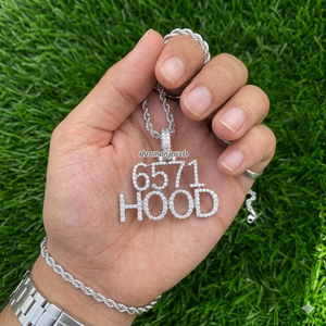 10K White Gold Rhodium Hip Hop Custom Bling Iced Letter Number <b>Initial</b> Charms Moissanite <b>Pendants</b> Necklace Unisex Party Occasion - Product Image 3