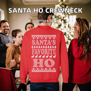 Santa's Favorite Ho Ugly Christmas Sweater Unisex <b>Red</b> Hooded Pullover 100% Cotton Breathable Regular Fit <b>Silk</b> Screen Printed - Product Image 3
