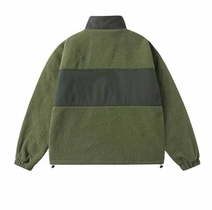 Veste d'hiver pour homme à blocs de couleur, chaude, zippée, à manches longues, col montant, style décontracté, en polaire et coton matelassé - Product Image 5