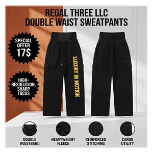 Double Waist Sweatpants <b>Men</b> Women Wide Leg Fashion Trouser <b>Pajama</b> 450gsm <b>Fleece</b> Embroidery Double Waisted Sweat Pants Unisex - Product Image 1