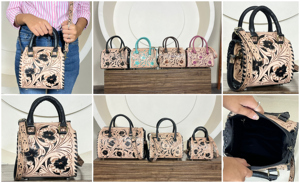 Bolsa de Viaje de Cuero con Diseño Floral, Nuevos Estilos al por Mayor, Bolsa Mini Speedy de Cuero Vacuno Genuino para Mujer, Bolsa Cruzada - Product Image 3