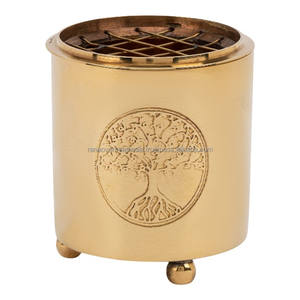 Brûleur d'encens en laiton de qualité supérieure avec couvercle – Support à Bakhoor en métal personnalisé en gros, disponible en diverses conceptions - Product Image 1