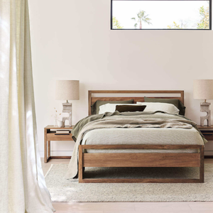 Base de Cama Doble de Madera de Teca Sólida con Acabado Natural y Diseño Minimalista para Decoración de Dormitorios - Product Image 4