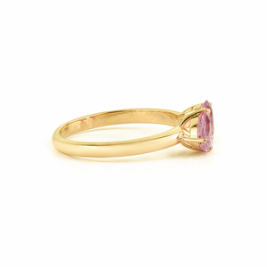 Anillo Abierto Toi et Moi de Zafiro Rosa con Engaste de Garras, Elegante y Sencillo, con Gema Natural Fina, Oro Amarillo Puro de 14K, Joyería de Última Moda para Uso Diario - Product Image 5