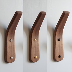 3Pack Wood <b>Hooks</b> <b>Wall</b> Mounted Minimalist Easy Install Natural Real Walnut Cute Mid Century Modern Simple Rustic Boho Home - Product Image 3