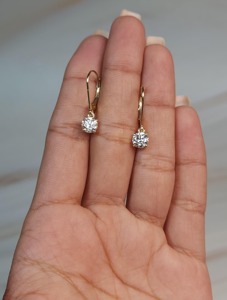 1 Ct 14K Gold Lab Grown Diamond Round Brilliant Cut Dangle Earrings Christian Luxury Fine Jewelry <b>Gift</b> for Women Party - Product Image 4