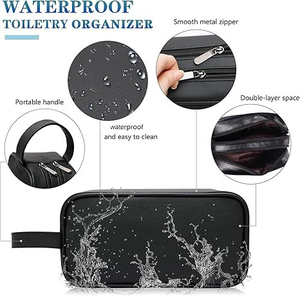 Top Sales Personalized Leather Men's Zipper Closure Small Wash Pouch Cosmetic for Bag - Product Image 4