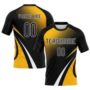 Ensemble Maillot et Short de Volleyball Noir et Jaune le Plus Vendu, 100% Polyester, Maille Respirante, Personnalisable avec Logo, Nom d'Équipe et Numéro de Joueur - Product Image 2