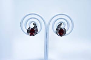 Pendientes de Granate Hechos a Mano, Pendientes de Plata de Ley 925 con Circonita Cúbica, Joyería Elegante para Mujer - Product Image 2