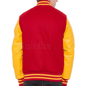 Veste de Baseball Homme en Cuir Véritable de Haute Qualité avec Manches en Cuir et Corps en Laine, Boutons sur le Devant, Style Décontracté et Tendance - Product Image 2