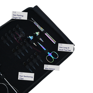Kit d'outils pour extensions capillaires Micro Link avec pinces à sertir et à retirer en acier inoxydable, mini-ciseaux, pinces de coiffage et doigtier de séparation - Product Image 3