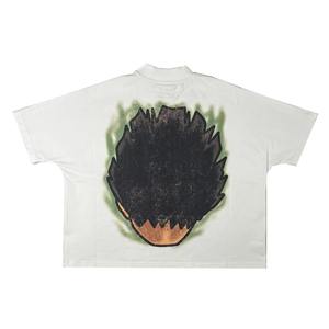 T-shirt thermique ample en coton épais 100 % imprimé en relief, coupe carrée, en molleton bouclette délavé à l'acide, grande taille - Product Image 3