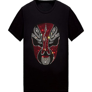 Camiseta Gráfica Retro Streetwear con Pedrería, Lavada, 100% Algodón, Corte Regular, Moda Hip Hop, Unisex, Transpirable y de Secado Rápido para Hombre - Product Image 1
