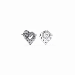 Boucles d'oreilles clous élégantes en or blanc 18 carats avec 20 diamants de laboratoire taille brillant rond, style tendance - Product Image 3
