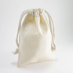 Bolsa de Almacenamiento con Cordón de Tela de Algodón, Tamaño Mediano, Color Beige, Diseño Simple para Uso Diario - Product Image 2