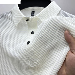 Camiseta de Golf de Verano para Hombre, de Alta Calidad, Tejida, 100% Algodón, Color Sólido, Fresca, Informal, con Cuello Rib, Transpirable, de Manga Corta - Product Image 1