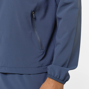 Conjunto de Pantalones Cortos y Chaqueta Cortavientos Azul Sólido para Hombre, Chaqueta Deportiva Impermeable con Capucha Premium y Pantalones Cortos Deportivos Tipo Cargo, 2 Piezas - Product Image 5