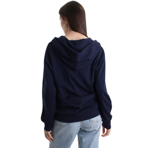 Sweat à capuche zippé oversize pour femme, bleu marine foncé, en coton riche, résistant au vent, durable, style décontracté chic - Product Image 2