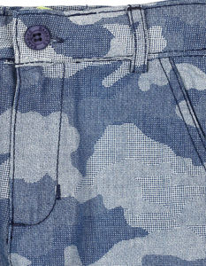 Shorts cargo camouflage amples pour hommes, coupe courte, ourlet brut, style streetwear, avec poches utilitaires effet usé, 100% coton, taille mi-haute - Product Image 2