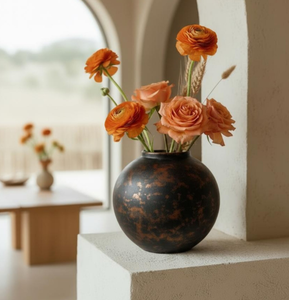 Hot Rustic Iron Gold Plated Flower <b>Vase</b> Handmade Detailing Vintage Finish Coastal Eco-Friendly for Traditional Interior Display - Product Image 5