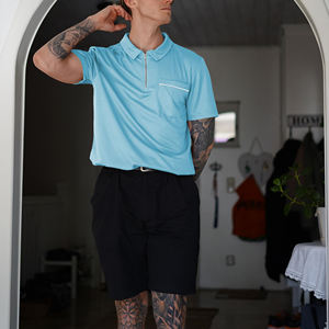 Polos de manga corta para hombre con cremallera de un cuarto, camisetas deportivas de verano de corte regular, polos de alta calidad con cuello personalizado - Product Image 4