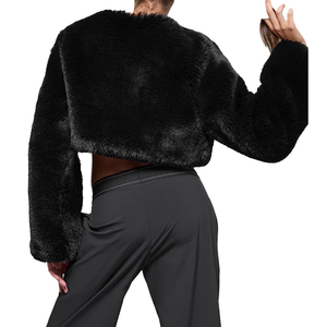 Trendy <b>Women's</b> Cropped Faux Fur <b>Jacket</b> Luxury Plush <b>Teddy</b> Coat Full Zip Winter Fashion custom Outerwear OEM private label option - Product Image 3
