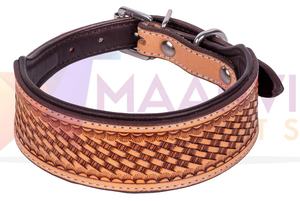 Collier de chien en cuir solide et durable fait à la main Western sculpté et peint à la main avec décoration de rivet pour tous les chiens - Product Image 6