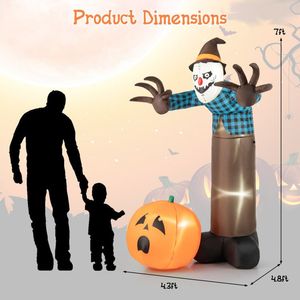 Decorazioni Gonfiabili di Halloween da 2,1 m per Giardino: Spaventapasseri Infestato con Fantasma di Zucca e Luci LED Integrate - Product Image 5