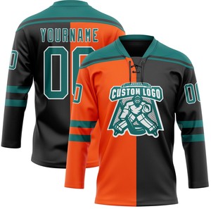 Maillot de hockey sur glace personnalisé avec col lacé – Uniforme d'équipe respirant par sublimation avec nom et numéro - Product Image 4