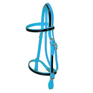 Bridon pour cheval en cuir et PVC enduit, conçu de manière intelligente, réglable, durable, imperméable, couleur bleu clair bio, personnalisable, pour usage équestre - Product Image 5