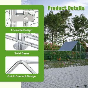 Gallinero Metálico Grande de 26 L x 6.7 W x 6.6 P pies, Corral para Gallinas con Entrada, Jaula de Alambre Galvanizado para Aves de Corral, Conejos y Patos - Product Image 3