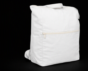 White <b>Canvas</b> <b>Drawstring</b> Backpack Basic Zipper School <b>Bag</b> Travel Daypack - Product Image 1