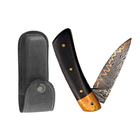 Couteau de poche pliant industriel OEM en gros, lame en acier Damas, manche en acier inoxydable/bois, outil utilitaire compact et portable