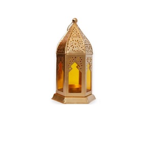 Hermoso Portavelas Decorativo de Acero Inoxidable y Vidrio con Acabado Dorado Hecho a Mano y Personalizado - Product Image 1