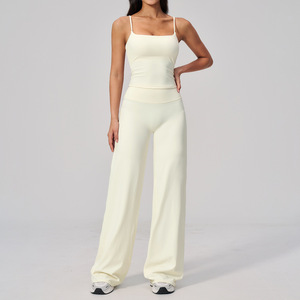 Combinaison de yoga pour femme à col montant, longue, à jambes évasées, sans couture, avec fermeture éclair sur le devant, couleur unie, en spandex et polyester, ensemble 1 pièce - Product Image 6